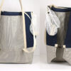 Backpack Straps blue stripe carrier standing open and folded