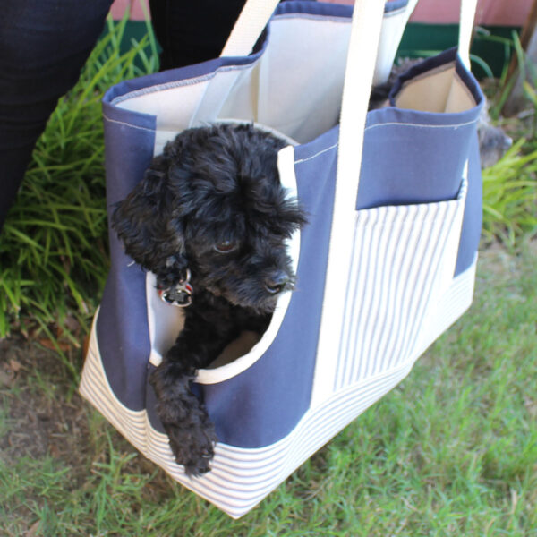 Duplex Blue Stripe dog Carrier with dogs