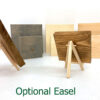 Easel backs with signs with writing