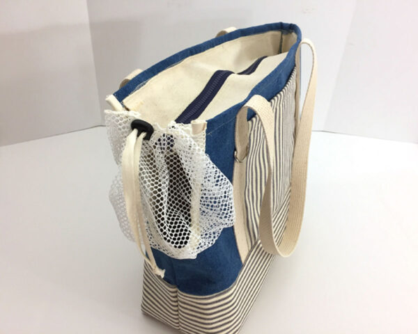 Mesh Opening Cover on Blue Striped Carrier