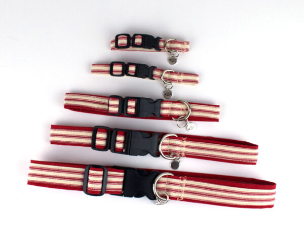 dog collars – 5 sizes – flat view red