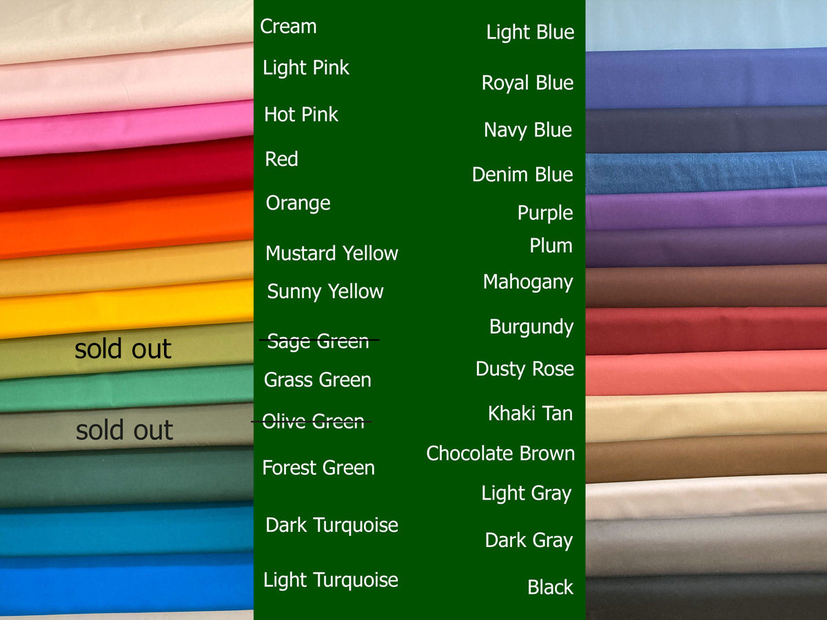 duck cloth color chart 2022 – no olive or sage green