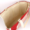 red striped dog carrier top down view