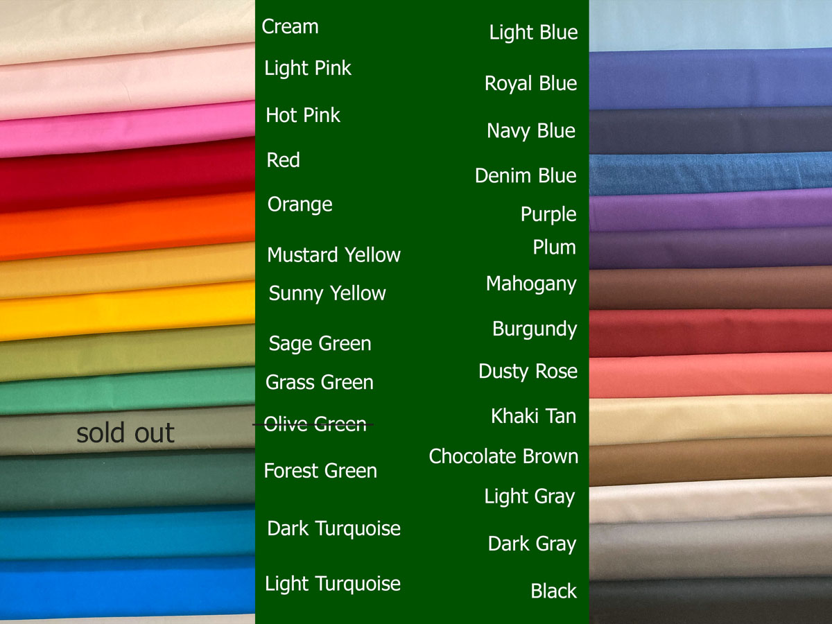 duck cloth color chart 2022 – no olive green